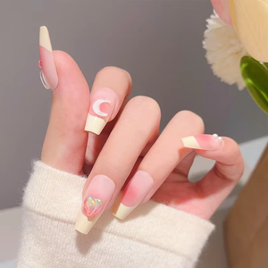 CFF110 Golden Line Blanc 3D Press-On Salon Style ABS Ongles Modèle de <span class=keywords><strong>manucure</strong></span> française réutilisable avec emballage imprimé à motif de cercueil - Product Image 2