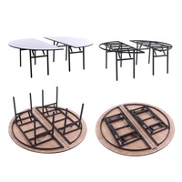 Tables de banquet personnalisées pour événements, tables rondes pliantes en bois Masa Rotunda pour hôtels, restaurants et événements, 10-12 personnes