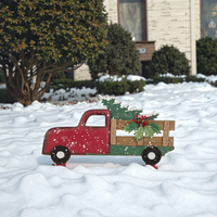 Zhongpin Heavy Duty Yard Rouge Paysage Fer À La Main Poudre Enduit Joyeux Noël Voiture Led Bougie Jardin Piquet Lumière Irrégulière