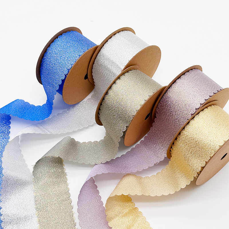 Luxury Ribbon Suppliers Decoration Flowers Grosgrain Ribbons with Wavy Edge for Cake Decoration Bow Packaging Color Ribbon