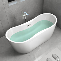Baignoire ovale profonde moderne autoportante en acrylique pour le trempage adaptée aux enfants et aux petites toilettes pour hôtels