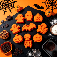 Moule à gâteau en silicone en forme de grande citrouille d'Halloween, moule à pâtisserie unique en forme de Jack-o'-lantern pour gâteau, chocolat, gelée