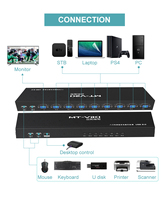 8 Port MT-VIKI KVM Switch yang Dapat Dipasang di Rak dengan Dukungan VGA/USB Resolusi 1920x1440 8 in 1 + 8 Paket Kabel