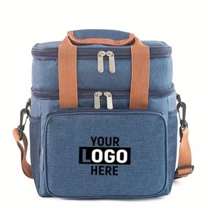 Custom Printed Adult <b>Lunch</b> Cooler Bag, Leakproof <b>Insulated</b> Double Deck Large Capacity <b>Lunch</b> <b>Box</b> Bag - Product Image 1