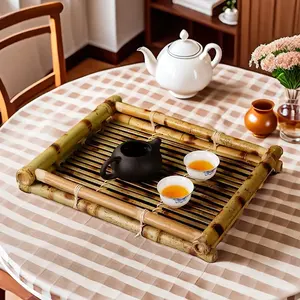 ถาดชาไม้ไผ่ธรรมชาติถาดอาหารไทยแบบสานด้วยมือถาดเสิร์ฟบาร์บีคิวไก่ทอด - Product Image 1