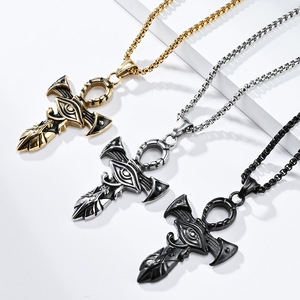 Ancient Egyptian Eye Of Horus Ankh <b>Cross</b> Necklace Stainless Steel Pendant Unisex Gift Jewelry - Product Image 2