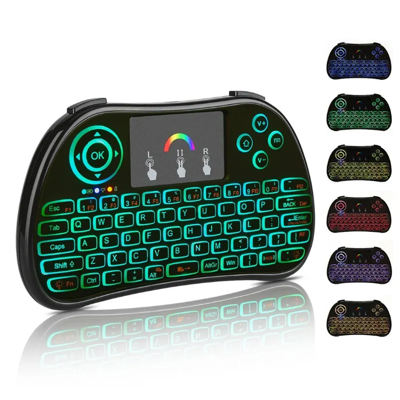 Mini 2,4 GHz Wireless Keyboard Fernbedienung Mini Fly Air Maus mit Touchpad RGB Licht