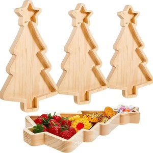 Bandeja de madera maciza para aperitivos con forma irregular, bandeja decorativa para frutas y dulces para exhibir en la mesa navideña - Product Image 5