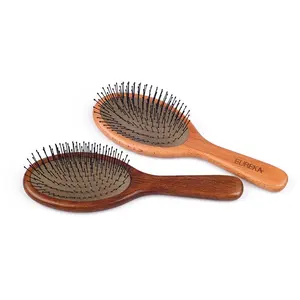 Eco-friendly Natural Wood Air Cushion Massage Comb Hair Brush Bristle Paddle Detangling hairbrush for women