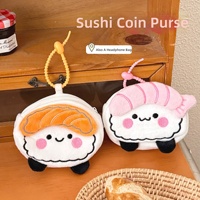Nouvelle Pochette à Monnaie en Peluche Douce en Forme de Sushi, Charme Mignon et Polyvalent, Étui pour Écouteurs, Pendentif, Organisateur de Câbles de Rouge à Lèvres, Porte-clés