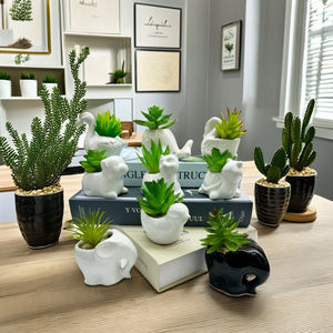 Mini Vert En Céramique En <span class=keywords><strong>Pot</strong></span> Artificielle Succulente Herbe PE Faux Matériel pour Ornements De Jardin Intérieur Mariages Argile <span class=keywords><strong>Pot</strong></span> De Fleur - Product Image 5