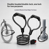 Cadenas à câble en acier à combinaison à quatre chiffres à double tête pour vélos et trottinettes électriques ; Antivol à câble avec fixation intégrée