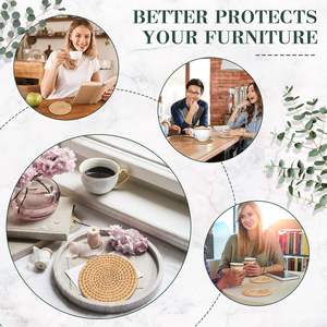 Sous-verres en rotin faits à la main, résistants à la chaleur, tapis antidérapants tissés pour tasses, légers et faciles à nettoyer pour la cuisine, le café et l'usage quotidien - Product Image 2