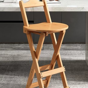 Folding <b>stool</b>, portable bar <b>stool</b>, milk tea shop cashier counter, high <b>stool</b>, living room chair with backrest, modern and - Product Image 3