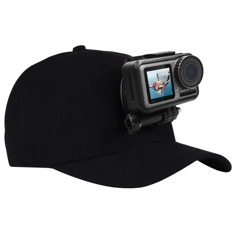 फ्लैश बिक्री काले बेसबॉल टोपी के साथ जम्मू-हुक लगा लो माउंट GoPro DJI OSMO कार्रवाई Xiaoyi और अन्य के लिए पेंच कार्रवाई कैमरों