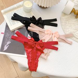 Groothandel Hete Verkopende Dames Kanten Slipje Met Strik Sexy Zwarte Doorzichtige Strings Plus Size Jonge Meisjes Slipje - Product Image 2