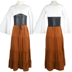 Vestido largo victoriano para mujer, fibra de poliéster, manga larga, traje renacentista, disfraz de escenario, verano 2021 - Product Image 1