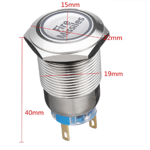 12V 19mm 5 पिन चांदी आग मिसाइलों धातु क्षणिक पुश बटन स्विच प्रकाश का नेतृत्व किया - Product Image 4