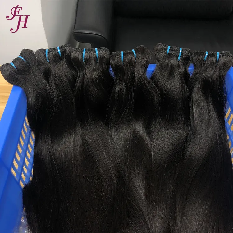 FH Wholesale Hair Bundles Human Bulk Cheap Birgin Cuticle Aligned Hair Bundle Double Drawn Bone Straight Human Hair Bundle