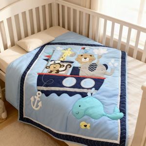 Edredón de algodón Patchwork bebé con bordado edredón diseño Animal juego de cama bebé guardería juego de cama - Product Image 4