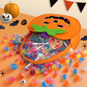 Diseño único LED Light Up Halloween Tote Cubo Cesta Fieltro Trick or Treat Bag Halloween Calabaza Bolsa de dulces para niños Regalo de fiesta - Product Image 5