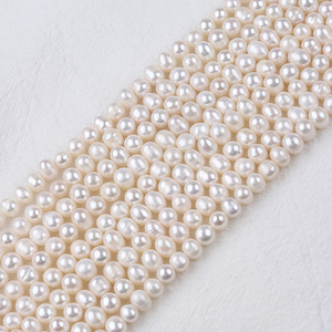 Perles de Zhuji en gros, perles d'eau douce de 7-8 mm, chaîne de perles naturelles, accessoires de bricolage avec perles de pomme de terre perforées pour la confection de colliers - Product Image 3