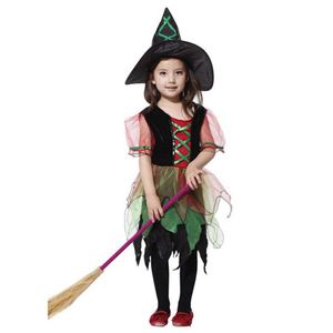 Nouveauté - Costume de sorcière pour filles pour fête d'Halloween, robe de cosplay avec chapeau 4ourcostumes - Product Image 1