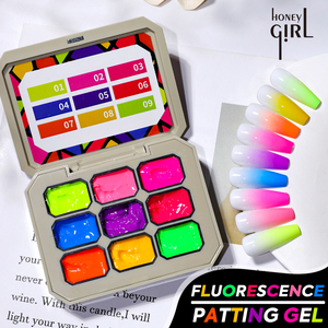 HONEY GIRL Fournitures pour ongles <span class=keywords><strong>pas</strong></span> chères en gros, collection de gel UV LED fluorescent, logo personnalisé, ensemble de gel néon à appliquer en 9 couleurs, écologique - Product Image 1