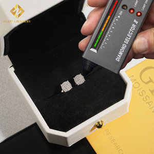 Bông tai tròn kiểu vặn xoắn, đính đá Moissanite VVS, bạc 925, kiểu Hip Hop, bán buôn RTS. - Product Image 3