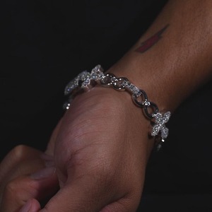 Unisex Classic Gothic <b>Cross</b> Link Adjustable Chain Bracelet Sterling <b>Silver</b> Plated Finish Moissanite Diamonds Bracelet for <b>Mens</b> - Product Image 3