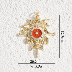 Pendentif Dieu du Soleil en alliage avec zircon synthétique en forme d'étoile, accessoire de bijouterie DIY pour collier et bracelet - Product Image 3