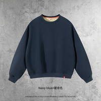 Sweat-shirt d'hiver en molleton épais 500G à col ras du cou, fermeture éclair, épaules tombantes, coupe ample, avec logo personnalisé, unisexe, streetwear, ODM