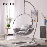 Fauteuil bulle pivotant rond tendance avec support, coussin argenté, pour extérieur, haute qualité, imperméable, épais, individuel