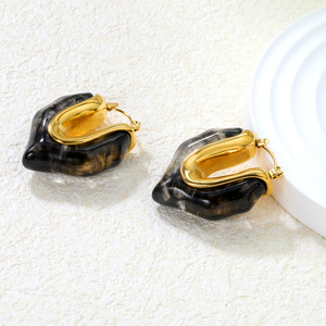 Irregular U Shape Resin <b>Cuff</b> <b>Earrings</b> Women's Geometric Oval Design Fashion Jewelry - Product Image 4