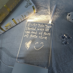 Design 2023 Portable Acrylic Notebook Board Can Erase Transparent Information DIY LED <b>Nightlight</b> Gift for Children - Product Image 4