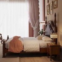 Ensemble de lits de chambre principale en bois massif de style américain, cadre en bois, rembourré, antique, taille king ou queen, classique