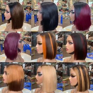 Peluca corta Bob de 8 pulgadas, 9 colores en stock, cabello liso natural, cierre 2x6 estilo Kim K, de un solo donante, cutícula alineada, cabello humano vietnamita. - Product Image 2