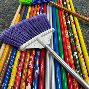 Wholesale Vietnamese Wooden Broom Stick Cleaning <b>Tools</b> Pvc Red Stripe Coated Wooden - Product Image 1