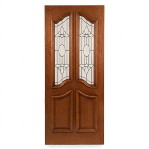 Puerta de Entrada Principal de Madera Sólida de Estilo Europeo Tradicional con Inserciones Decorativas de Vidrio - Product Image 1