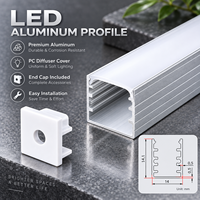 Saluran Lampu LED Aluminium Terpasang di Permukaan dengan Diffuser PC untuk Pencahayaan Strip Interior Linear pada Furnitur Kabinet