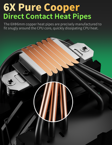 Enfriador de aire para <span class=keywords><strong>CPU</strong></span> de doble torre upHere, 6 tubos de calor, ventilador de <span class=keywords><strong>CPU</strong></span> PWM de 120 mm, enfriador de <span class=keywords><strong>CPU</strong></span> de alto rendimiento - Product Image 4