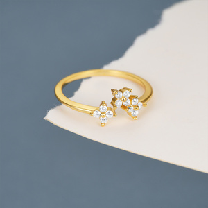 Simple Flower <b>Open</b> <b>Ring</b> New 925 Silver and Gold Plated for Wedding and Party - Product Image 4