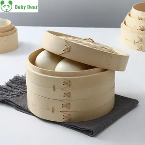 Babybear, venta al por mayor, cocina, Mini Dumpling Dim Sum, 10 pulgadas, juegos de cesta de vapor para alimentos, cocina, vaporizador de Bambú