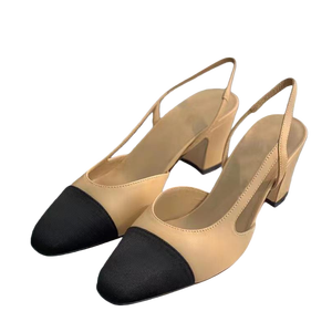 Zapatos de Mujer de Calidad Original, Sandalias de Diseñador de Verano, Zapatos de Tacón Grueso de Cuero de Lujo para Mujer, Zapatos de Punta Puntiaguda de Marcas Famosas - Product Image 1