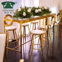 Table et tabourets de bar en métal de couleur personnalisable, modernes, pour mariage, hôtel, salon