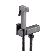 Ensemble de pulvérisateur de bidet Shattaf moderne en laiton robuste gris anthracite, avec emballage personnalisable, douchette WC portable, couleur personnalisée pour salle de bain