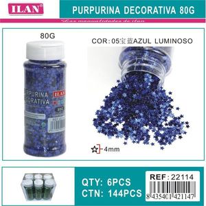Glitter decorativo Ilan 80G blu a forma di stella 4mm per lavori artigianali - Product Image 1