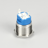 Interrupteur à bouton-poussoir verrouillable 22MM 12V avec anneau lumineux LED Angel Eye, étanche, en acier inoxydable, rond, métallique, auto-bloquant 7/8'' 1NO 1NC