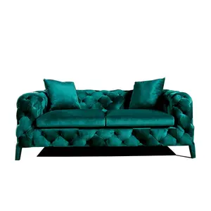 Italian Living Room Modern Design Chesterfield Sofa Tufted Green Velvet sofa