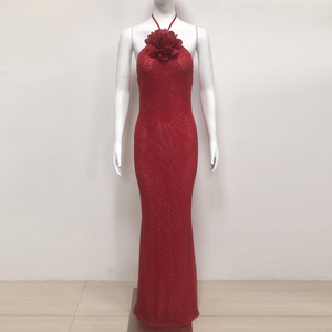 Lusso su misura per signore vestiti estivi con diamanti Glitter abito da ballo <span class=keywords><strong>rosso</strong></span> fiore donna festa eleganti abiti da sera con diamanti - Product Image 4